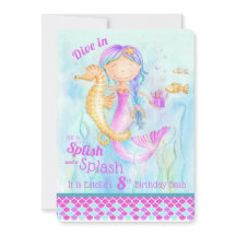 マーメイド誕生日プールパーティの招待状