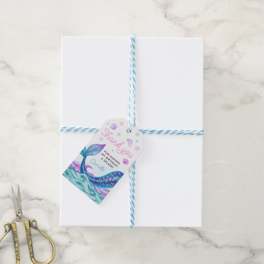 マーメイド誕生日プールパーティーありがとう ギフトタグ (より糸付き)