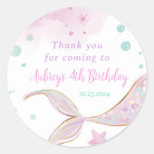 マーメイド誕生日プールパーティーアンダーザシー ラウンドシール (正面)