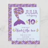 マーメイド誕生日マーメイド番号10 インビテーションポストカード (正面/裏面)