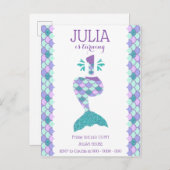 マーメイド誕生日マーメイド番号1 インビテーションポストカード (正面/裏面)