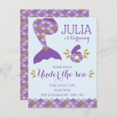 マーメイド誕生日マーメイドNumber 6 インビテーションポストカード (正面/裏面)