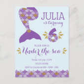 マーメイド誕生日マーメイドNumber 6 インビテーションポストカード (正面)