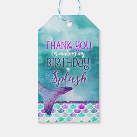 マーメイド誕生日メッセージカード ギフトタグ (正面)