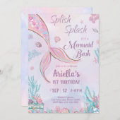 マーメイド誕生日招待状アンダーザシーガール 招待状 (正面/裏面)