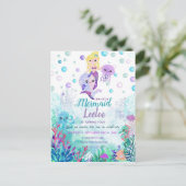 マーメイド誕生日招待状アンダーザシーパーティー インビテーションポストカード (スタンド正面)