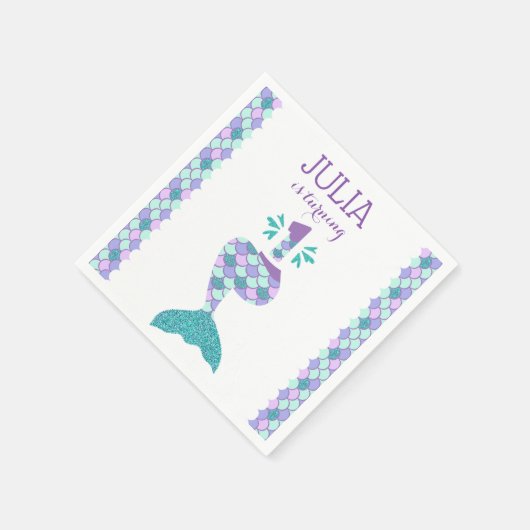 マーメイド誕生日招待状アンダーザシーパーティー スタンダードカクテルナプキン (角)