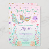 マーメイド誕生日招待状アンダーザシーパーティー 招待状 (正面/裏面)