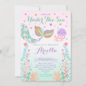 マーメイド誕生日招待状アンダーザシーパーティー 招待状 (正面)