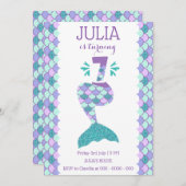 マーメイド誕生日招待状アンダーザシーパーティー 招待状 (正面/裏面)