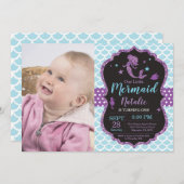 マーメイド誕生日招待状アンダーザシーパーティー 招待状 (正面/裏面)