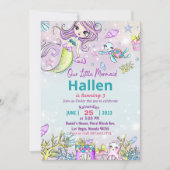 マーメイド誕生日招待状アンダーザシーパーティー 招待状 (正面)