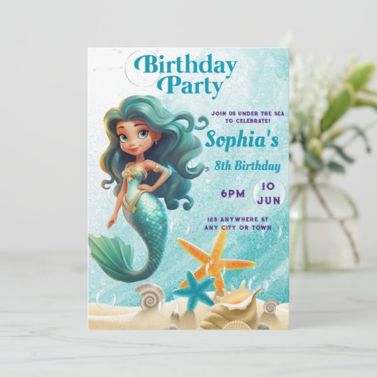 マーメイド誕生日招待状アンダーザシー招待状 招待状 (スタンド正面)