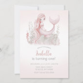 マーメイド誕生日招待状インピンク 招待状 (正面)