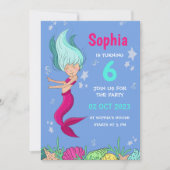 マーメイド誕生日招待状ガールズバーデイパーティー 招待状 (正面)