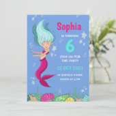 マーメイド誕生日招待状ガールズバーデイパーティー 招待状 (スタンド正面)