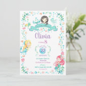 マーメイド誕生日招待状ガールズプールパーティー 招待状 (スタンド正面)
