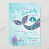 マーメイド誕生日招待状ザシーパーティー 招待状 (正面/裏面)