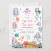 マーメイド誕生日招待状シーマーメイド下 招待状 (正面)