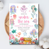 マーメイド誕生日招待状シーマーメイド下 招待状