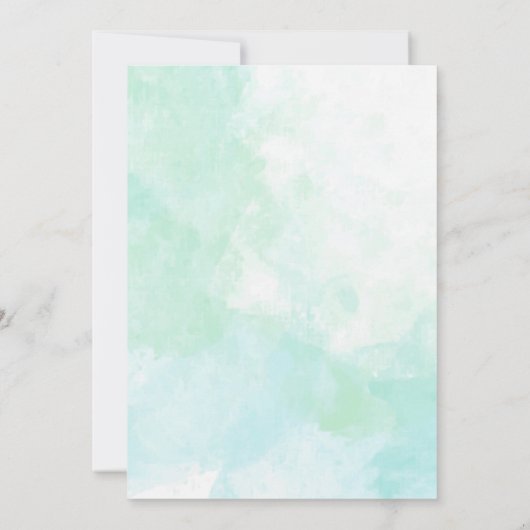 マーメイド誕生日招待状ティール（緑がかった色）とパープル 招待状 (裏面)