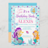 マーメイド誕生日招待状プールパーティの招待状 招待状 (正面/裏面)