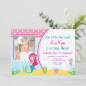 マーメイド誕生日招待状マーメイドガールパーティー 招待状 (スタンド正面)