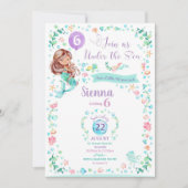 マーメイド誕生日招待状マーメイドパーティーダークタン 招待状 (正面)