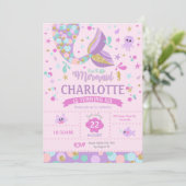 マーメイド誕生日招待状マーメイドパーティーピンク 招待状 (スタンド正面)