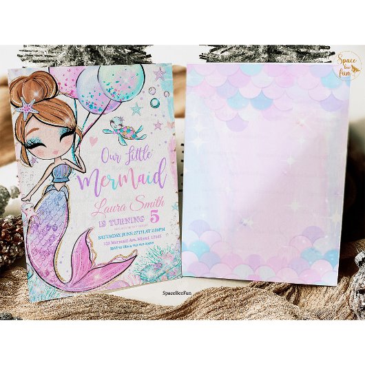 マーメイド誕生日招待状マーメイドパーティー招待状 招待状