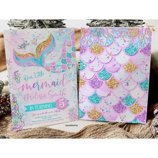 マーメイド誕生日招待状マーメイドパーティー招待状 招待状