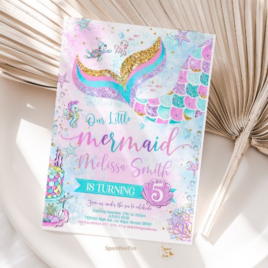 マーメイド誕生日招待状マーメイドパーティー招待状 招待状