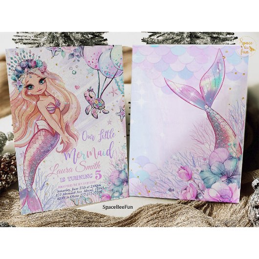 マーメイド誕生日招待状マーメイドパーティー招待状 招待状