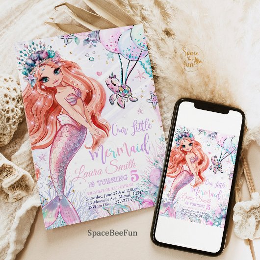 マーメイド誕生日招待状マーメイドパーティー招待状 招待状