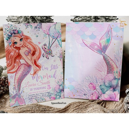 マーメイド誕生日招待状マーメイドパーティー招待状 招待状