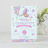 マーメイド誕生日招待状マーメイドパーティー 招待状 (スタンド正面)