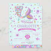 マーメイド誕生日招待状マーメイドパーティー 招待状 (正面/裏面)