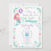 マーメイド誕生日招待状マーメイドプールパーティー 招待状 (正面)