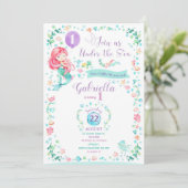 マーメイド誕生日招待状マーメイドプールパーティー 招待状 (スタンド正面)