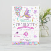 マーメイド誕生日招待状マーメイドプールパーティー 招待状 (スタンド正面)