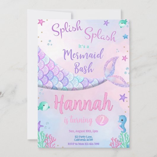 マーメイド誕生日招待状マーメイド招待状マー 招待状 (正面)