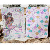 マーメイド誕生日招待状ユニコーンブラックマーメイド 招待状