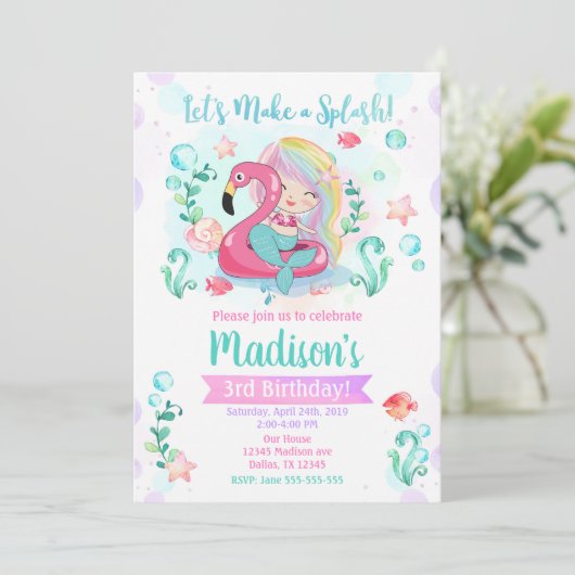 マーメイド誕生日招待状/アンダーザシーパーティー 招待状 (スタンド正面)