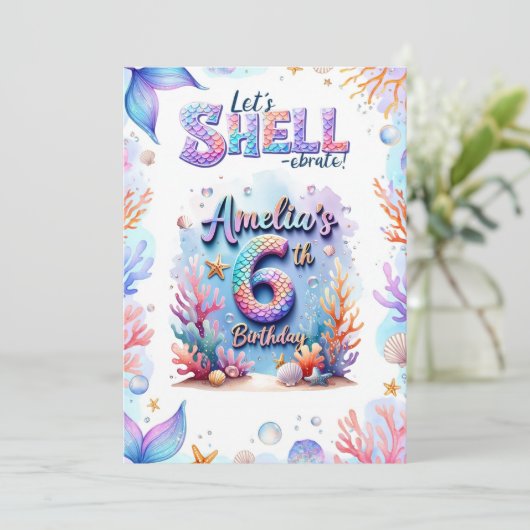 マーメイド誕生日招待状 – アンダーザシーパーティー 招待状 (スタンド正面)
