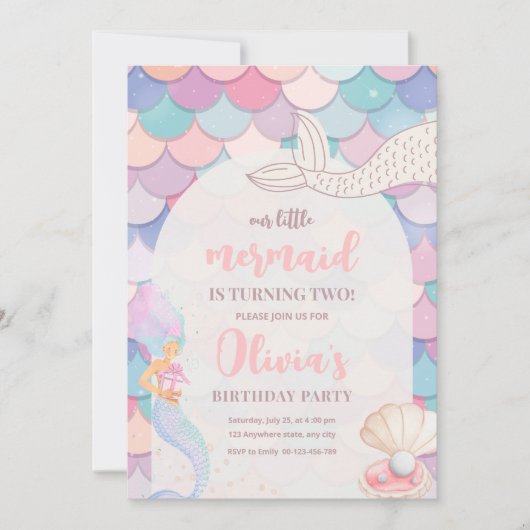 マーメイド誕生日招待状、アンダーザシー誕生日 招待状 (正面)