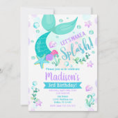 マーメイド誕生日招待状/スイミングプールパーティー 招待状 (正面)
