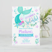 マーメイド誕生日招待状/スイミングプールパーティー 招待状 (スタンド正面)