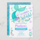 マーメイド誕生日招待状/スイミングプールパーティー 招待状 (正面/裏面)