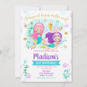 マーメイド誕生日招待状/スイミングプールパーティー 招待状 (正面)