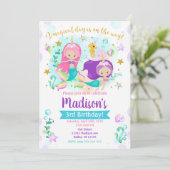 マーメイド誕生日招待状/スイミングプールパーティー 招待状 (スタンド正面)